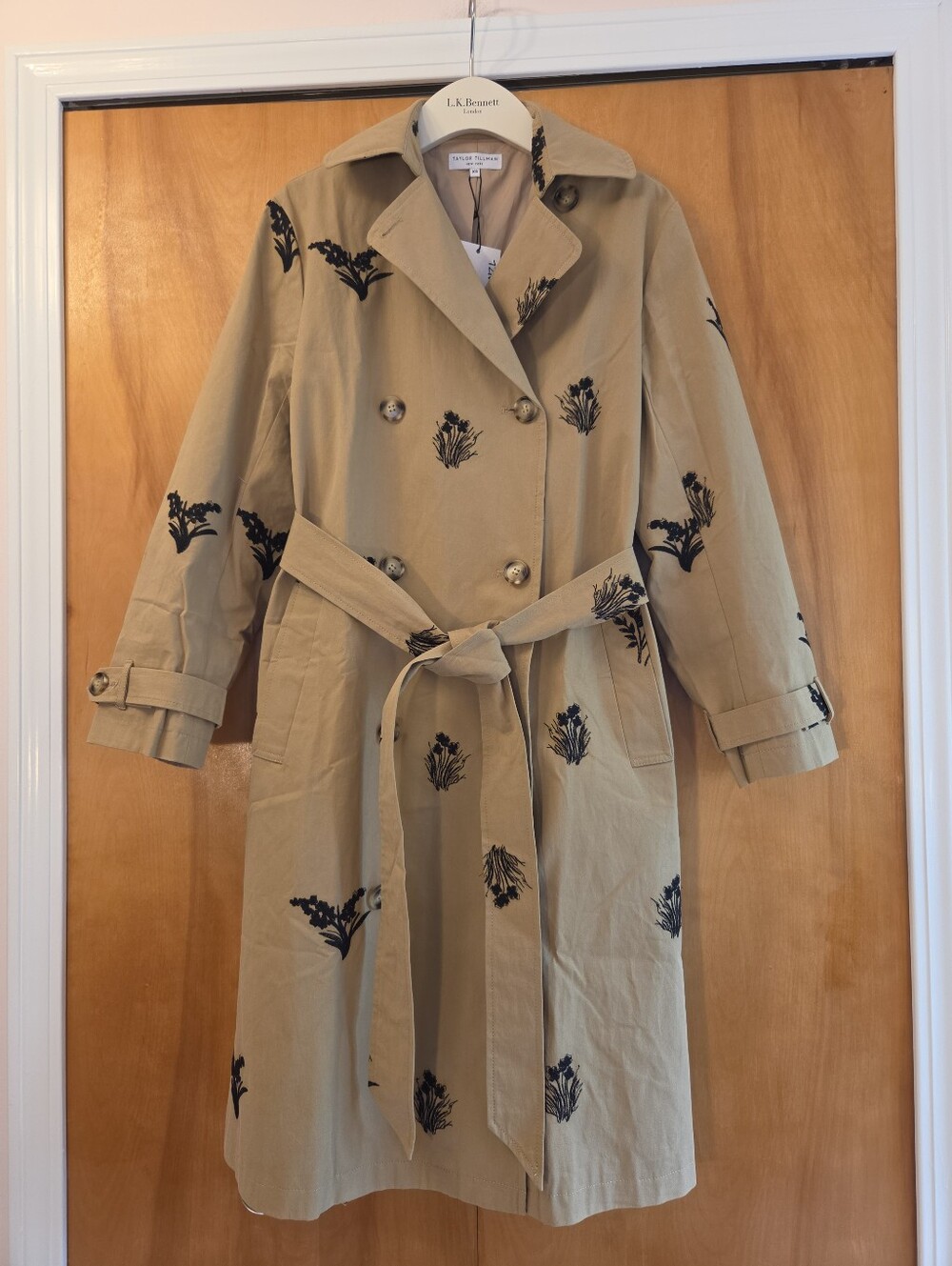 Taylor Tillman Women's Lilian Jacket Cotton Floral Embroidery Trench XS $315 NWT